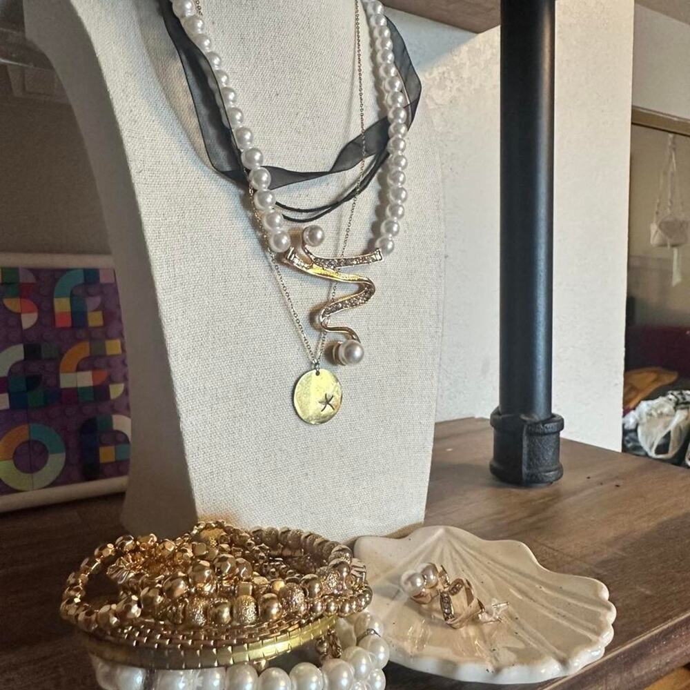 Gold & white curated jewelry bundle - pearl bracelet bundle